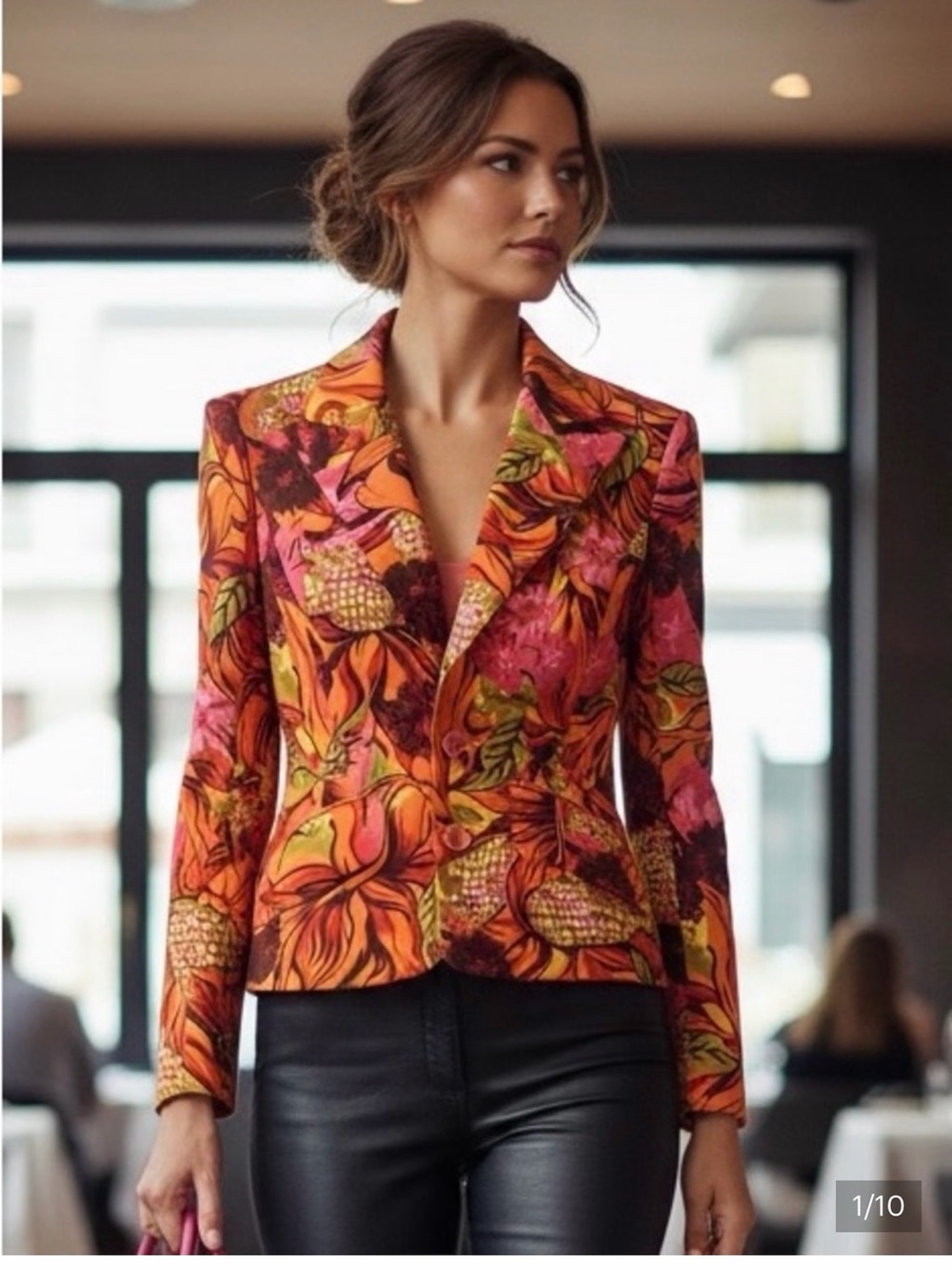 Vintage D&G by Dolce & Gabbana Vibrant Orange Floral Blazer | size 6